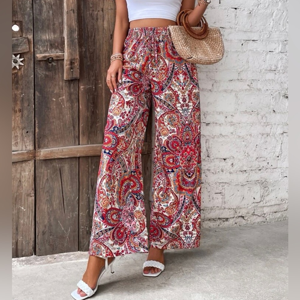 Paisley wide leg pants